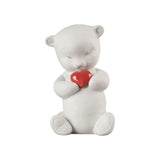LLADRÓ PORCELAIN SCULPTURE "ROBY – BRAVE BEAR" WITH RED HEART 