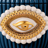 LLADRÓ PORCELAIN JEWELLERY BOX "LOVER'S EYES" WHITE, BLUE AND GOLD 