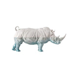 LLADRÓ PORCELAIN SCULPTURE "RHINOCEROS – UNDERWATER" WHITE AND BLUE 