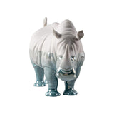 LLADRÓ PORCELAIN SCULPTURE "RHINOCEROS – UNDERWATER" WHITE AND BLUE 