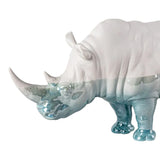LLADRÓ PORCELAIN SCULPTURE "RHINOCEROS – UNDERWATER" WHITE AND BLUE 
