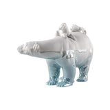 LLADRÓ PORCELAIN SCULPTURE "MOTHER BEAR AND HER YOUNG – UNDERWATER" WHITE AND BLUE 