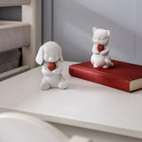 LLADRÓ PORCELAIN SCULPTURE "WHISKERS – PLAYFUL KITTEN" WITH RED HEART 