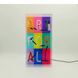 Neon luminoso in vetro "Art for all" con box acrilico