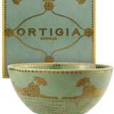 Ciotola Ortigia Spotty verde grande in ceramica con serigrafia oro