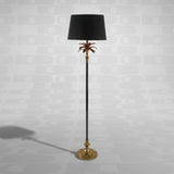 Lampada da terra Palme Werns nero oro con paralume