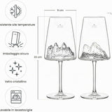 Set 2 Calici da Vino Topografici,Tofane & Tre Cime di Lavaredo - Alaskan Maker