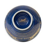 Ciotola Ortigia Spotty blu piccola in ceramica con serigrafia oro
