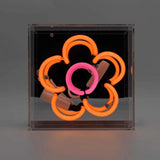 Neon luminoso in vetro "Daisy" arancione con box acrilico