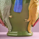 Vaso Werns pappagalli verde multicolore dipinto a uomo