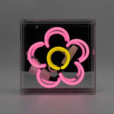 Neon luminoso in vetro "Daisy" rosa con box acrilico