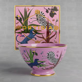 Ciotola Ortigia in ceramica rosa decorata a mano con serigrafia oro