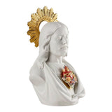 Porcelain sculpture "Sacred Heart of Jesus" white and gold LLADRÓ