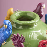 Vaso Werns pappagalli verde multicolore dipinto a uomo