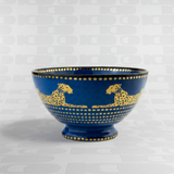 Ciotola Ortigia Spotty blu piccola in ceramica con serigrafia oro