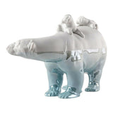 Porcelain sculpture "Mother bear and her young – Underwater" white and blue LLADRÓ