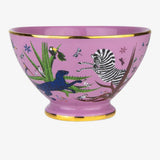 Ciotola Ortigia in ceramica rosa decorata a mano con serigrafia oro