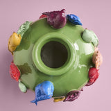 Vaso Werns pappagalli verde multicolore dipinto a uomo
