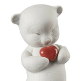 Porcelain sculpture "Roby – Brave Bear" with Red Heart LLADRÓ