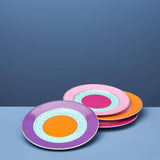 Set 4 piatti dessert Werns Fancy Colors in porcellana con oro
