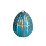 Candela profumata Ladenac “Uovo Blu” in ceramica con strisce oro 18k e strass– 220 g