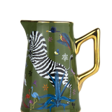 Brocca Ortigia small in ceramica verde decorata a mano con serigrafia oro