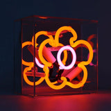 Neon luminoso in vetro "Daisy" arancione con box acrilico