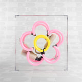 Neon luminoso in vetro "Daisy" rosa con box acrilico