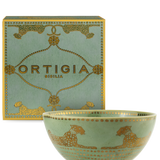 Ciotola Ortigia Spotty verde piccola in ceramica con serigrafia oro