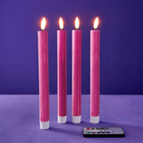 Set 4 candele LED Werns stick rosa in cera e plastica effetto realistico