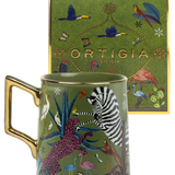 Tazza Ortigia in ceramica verde decorata a mano con serigrafia oro