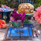 Piatto in vetro Ortigia Mosaico blu 25 x 25