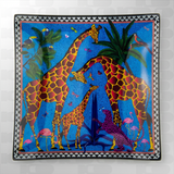 Piatto in vetro Ortigia Giraffe blu 18 x 18 cm