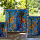 Piatto in vetro Ortigia Giraffe blu 11 x 11 cm