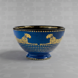 Ciotola Ortigia Spotty blu grande in ceramica con serigrafia oro