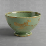 Ciotola Ortigia Spotty verde grande in ceramica con serigrafia oro