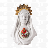 Porcelain sculpture "Immaculate Heart of Mary" white and gold LLADRÓ