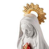 Porcelain sculpture "Immaculate Heart of Mary" white and gold LLADRÓ