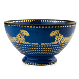 Ciotola Ortigia Spotty blu grande in ceramica con serigrafia oro