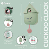 Orologio a Cucù Moderno Verde Menta e Rosa – Fisura