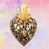 Cuore Sacro Ex Voto nero con Milagros